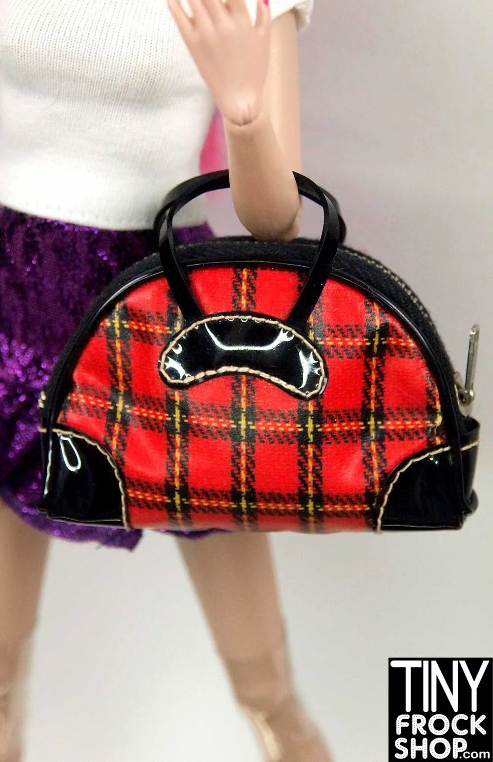 12" Fashion Doll Vintage Winter Holiday #975 Plaid Travel Bag