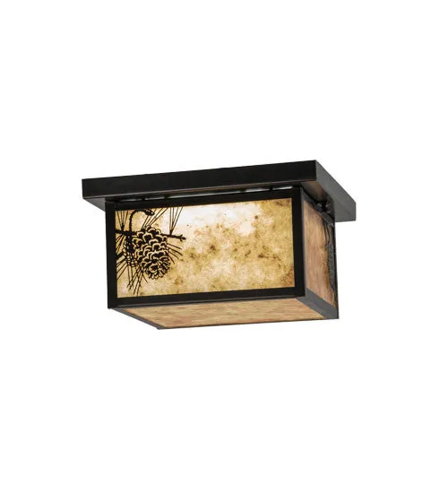 12"Sq Hyde Park Winter Pine LED Outdoor Flushmount