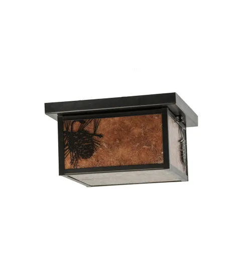 12"Sq Hyde Park Winter Pine LED Outdoor Flushmount