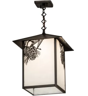 14"Sq Seneca Winter Pine Outdoor Pendant