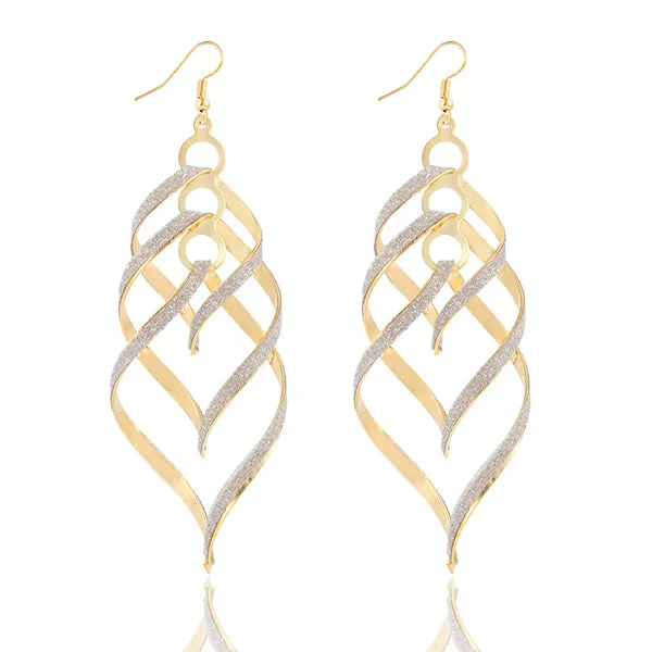 17KM New Brand Design Fashion Elegant Classic Punk Gold Color Spiral Pendant Drop Earrings Jewelry For Women Wholesale