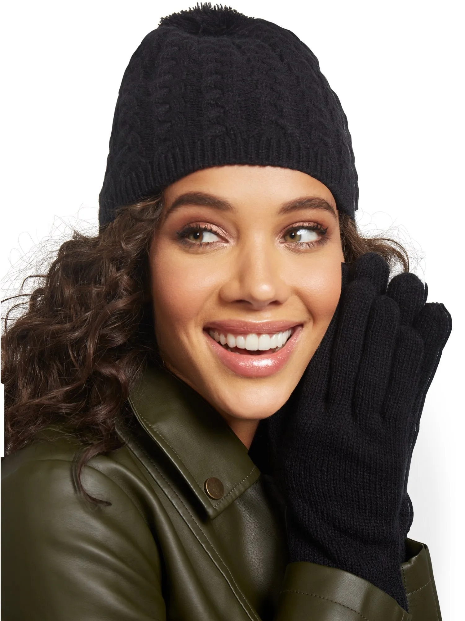 2-Piece Cable Knit Hat & Gloves Set