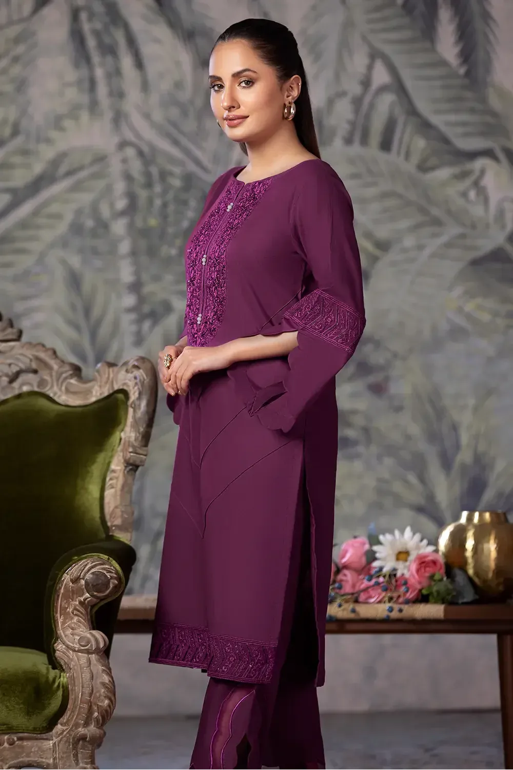 2PC Embroidered Unstitched Cambric Suit KSTE-2862