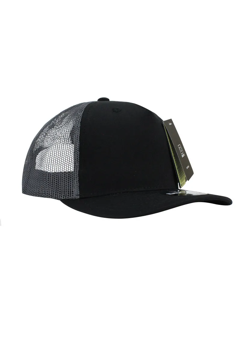 5 Panel Trucker Hat - Black / Charcoal