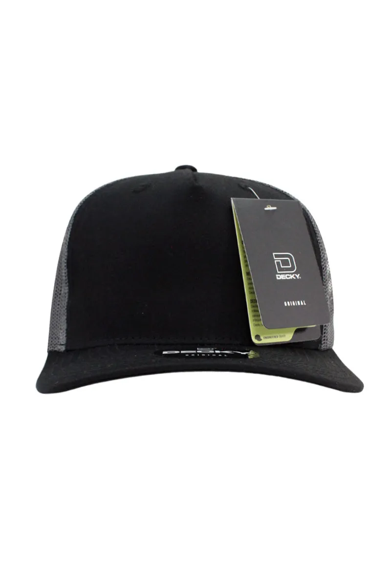 5 Panel Trucker Hat - Black / Charcoal