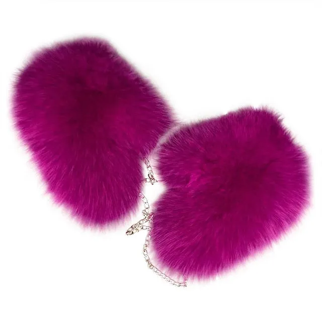 Ashore shop Women's Fox fur Luxury Warm winter Gloves Mittens