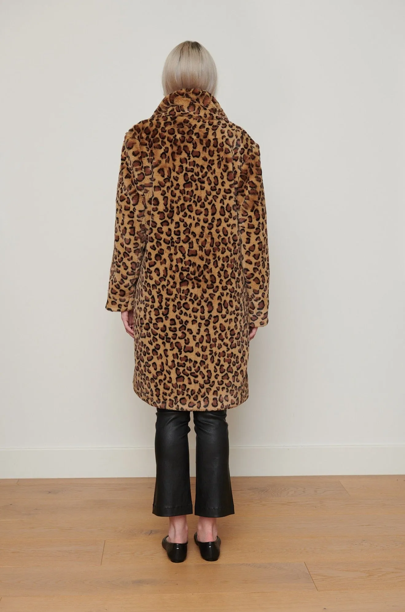 AVA Faux Fur Coat - Dark leopard