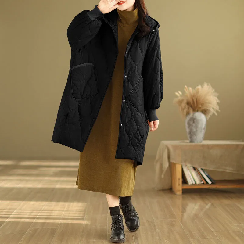 Babakud Women Winter Hooded Loose Cotton Coat