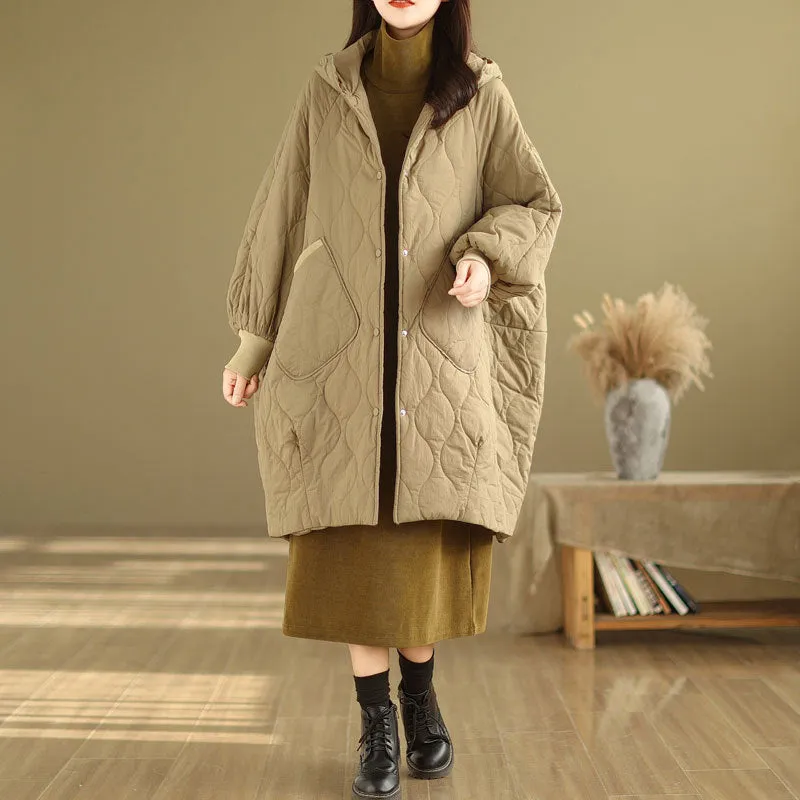 Babakud Women Winter Hooded Loose Cotton Coat