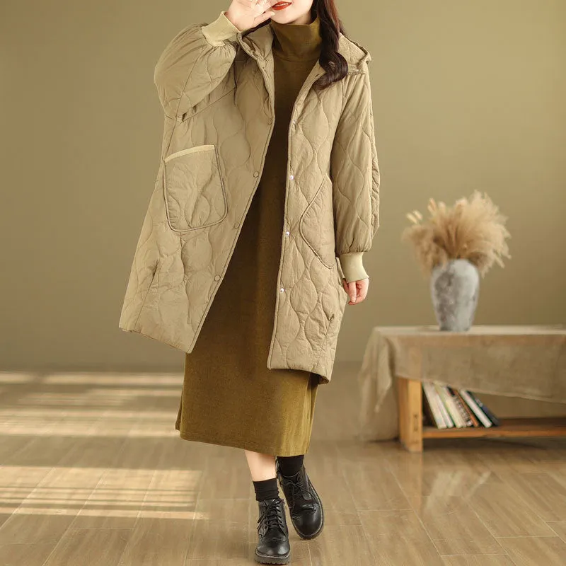 Babakud Women Winter Hooded Loose Cotton Coat