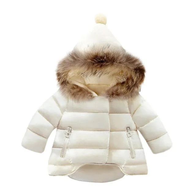 Baby Girls Boys Winter Jacket Kids Warm Outerwear Plus cotton Jacket Fashion Winter Coat Children's Clothing Hoodies with Ball