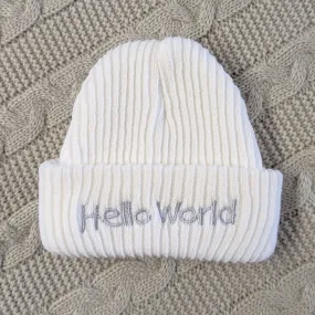 Baby Knit  Beanie Hat  'Hello World'