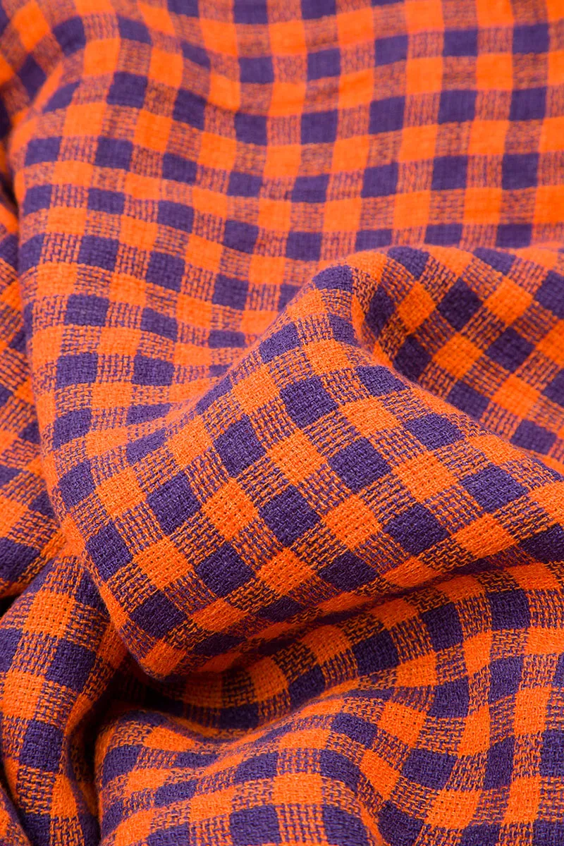 Back Pockets Orange Check Linen Trousers