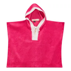 bathrobe terry poncho tie front - pink