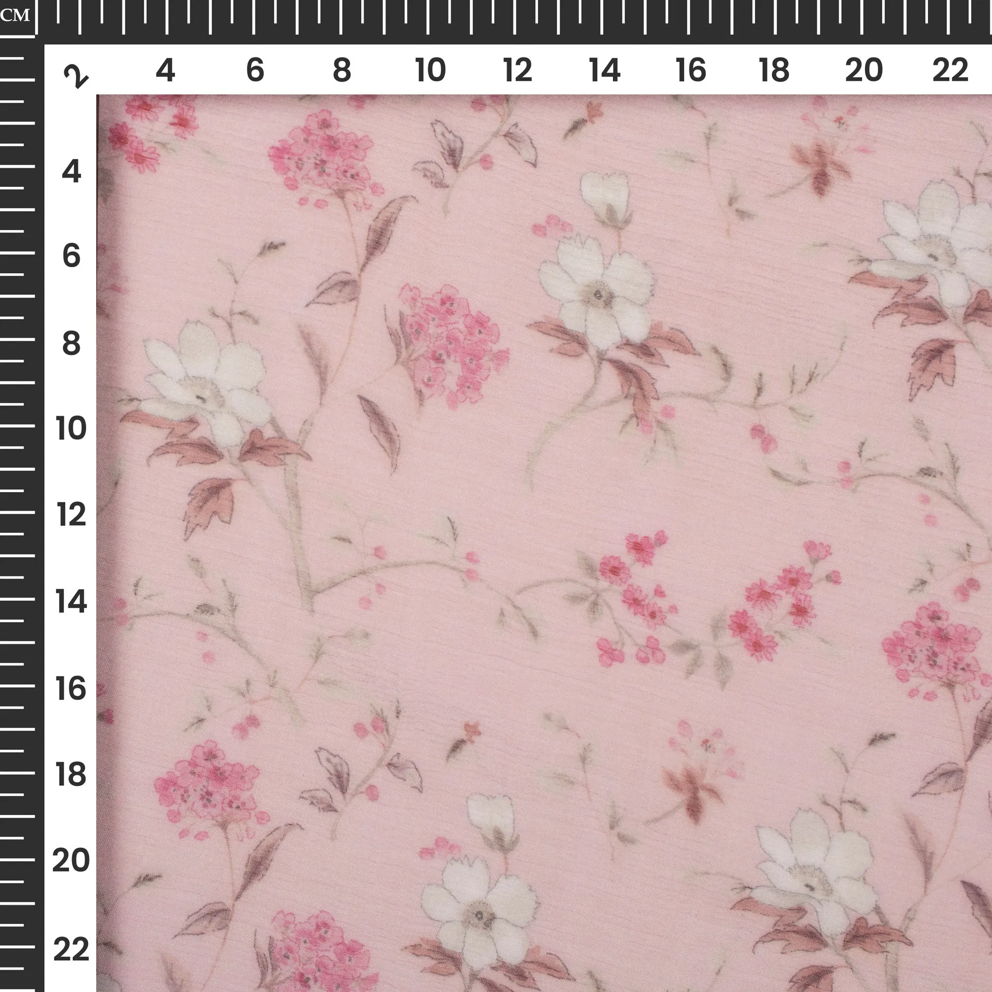 Beautiful Pink Floral Digital Print Bemberg Chiffon Fabric