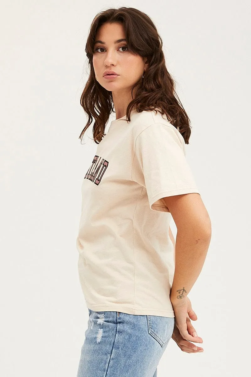 Beige T Shirt Short Sleeve