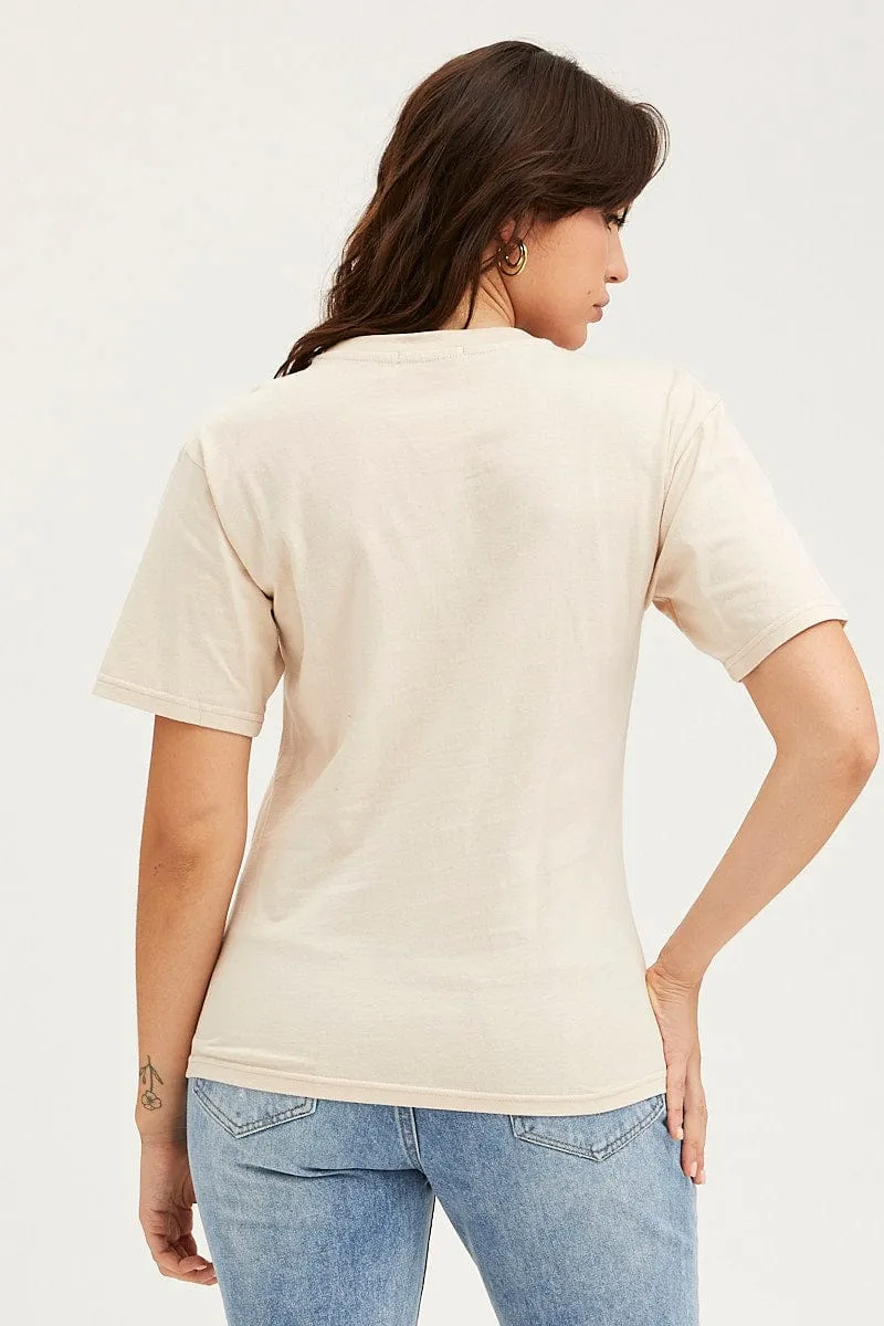 Beige T Shirt Short Sleeve