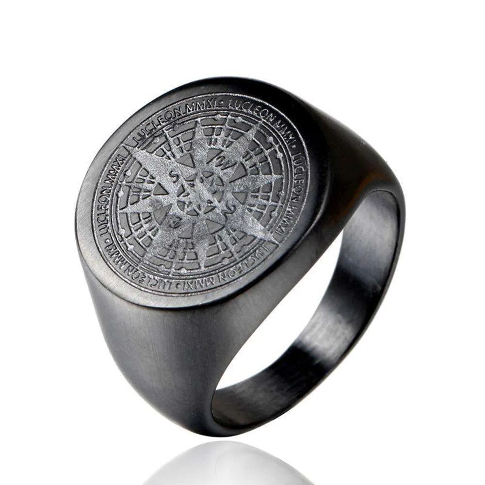 Black Compass Star Ring