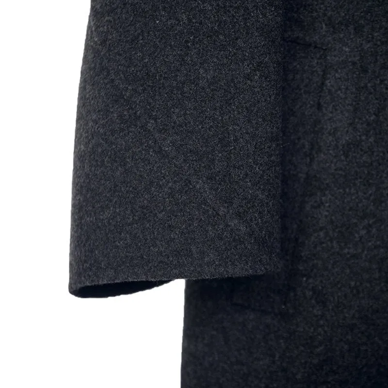 Black Double Face Long Wool Cashmere Trench Coats