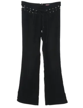 Black Flared Leg Y2K Trousers - W30 L31