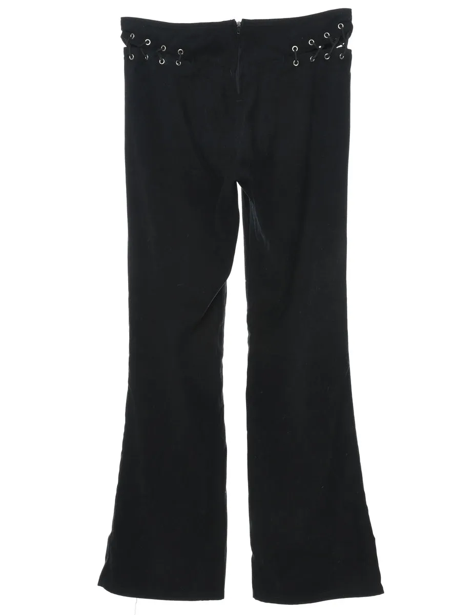 Black Flared Leg Y2K Trousers - W30 L31