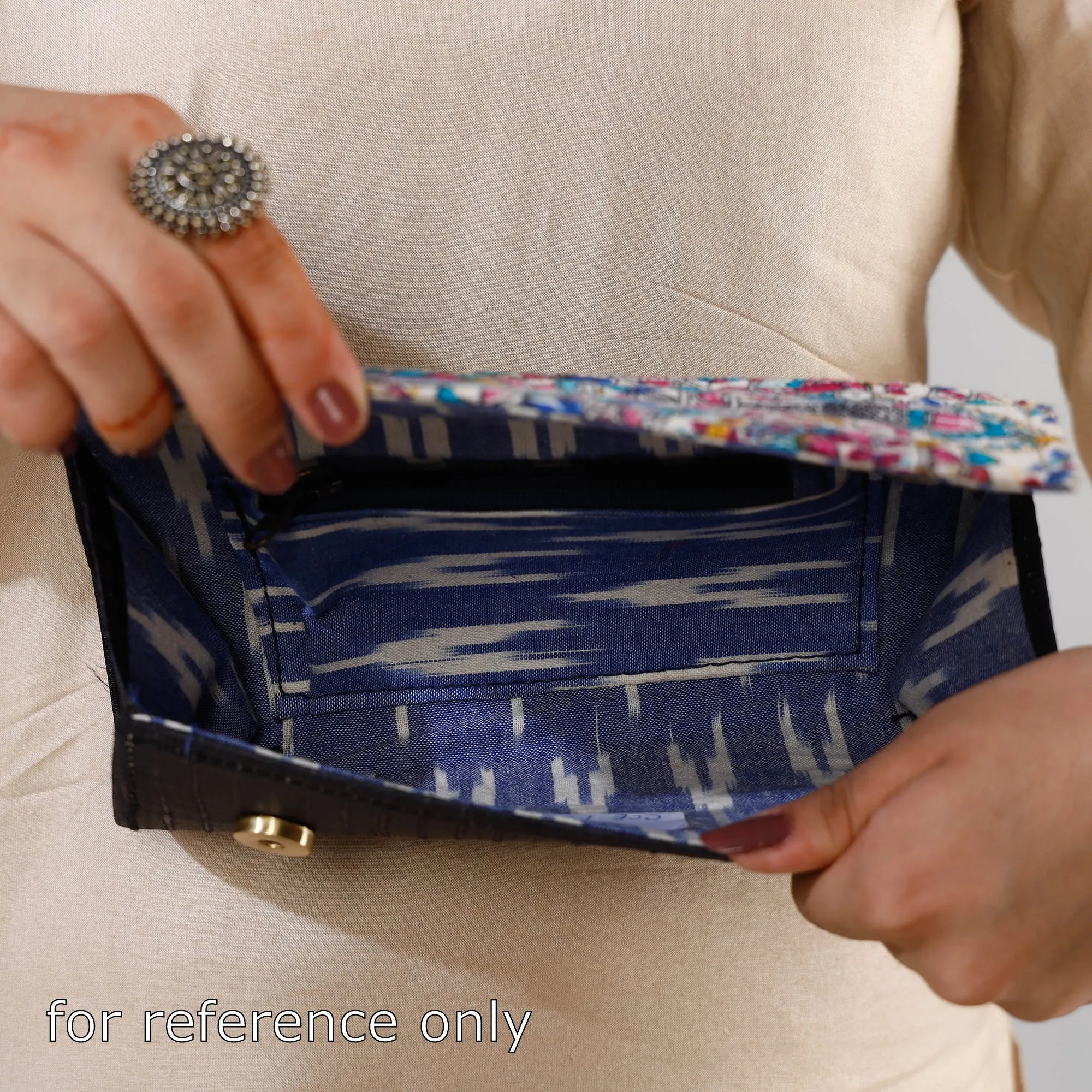 Black - Handcrafted Printed Cotton Clutch