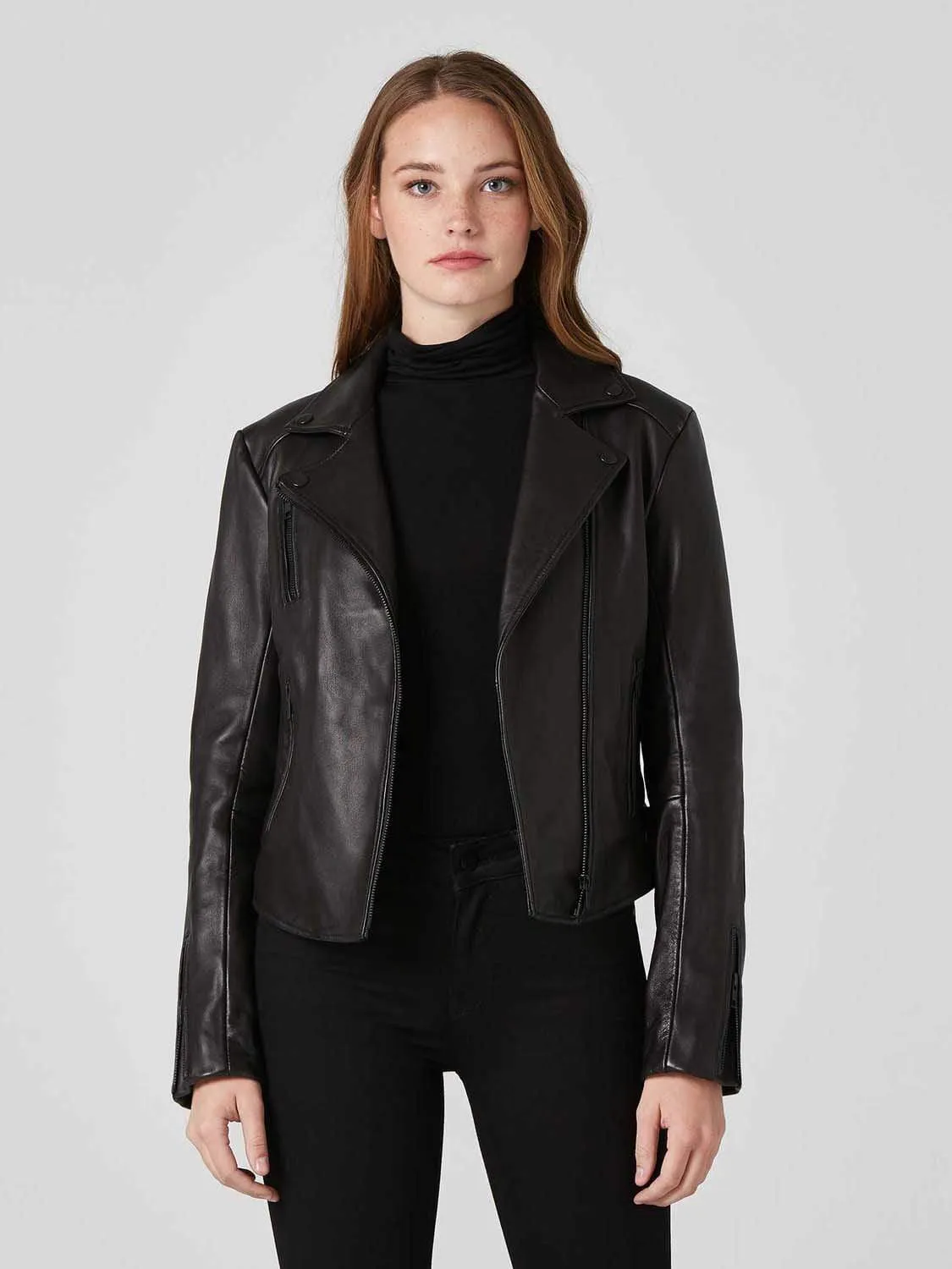 Black Leather Biker Jacket Female