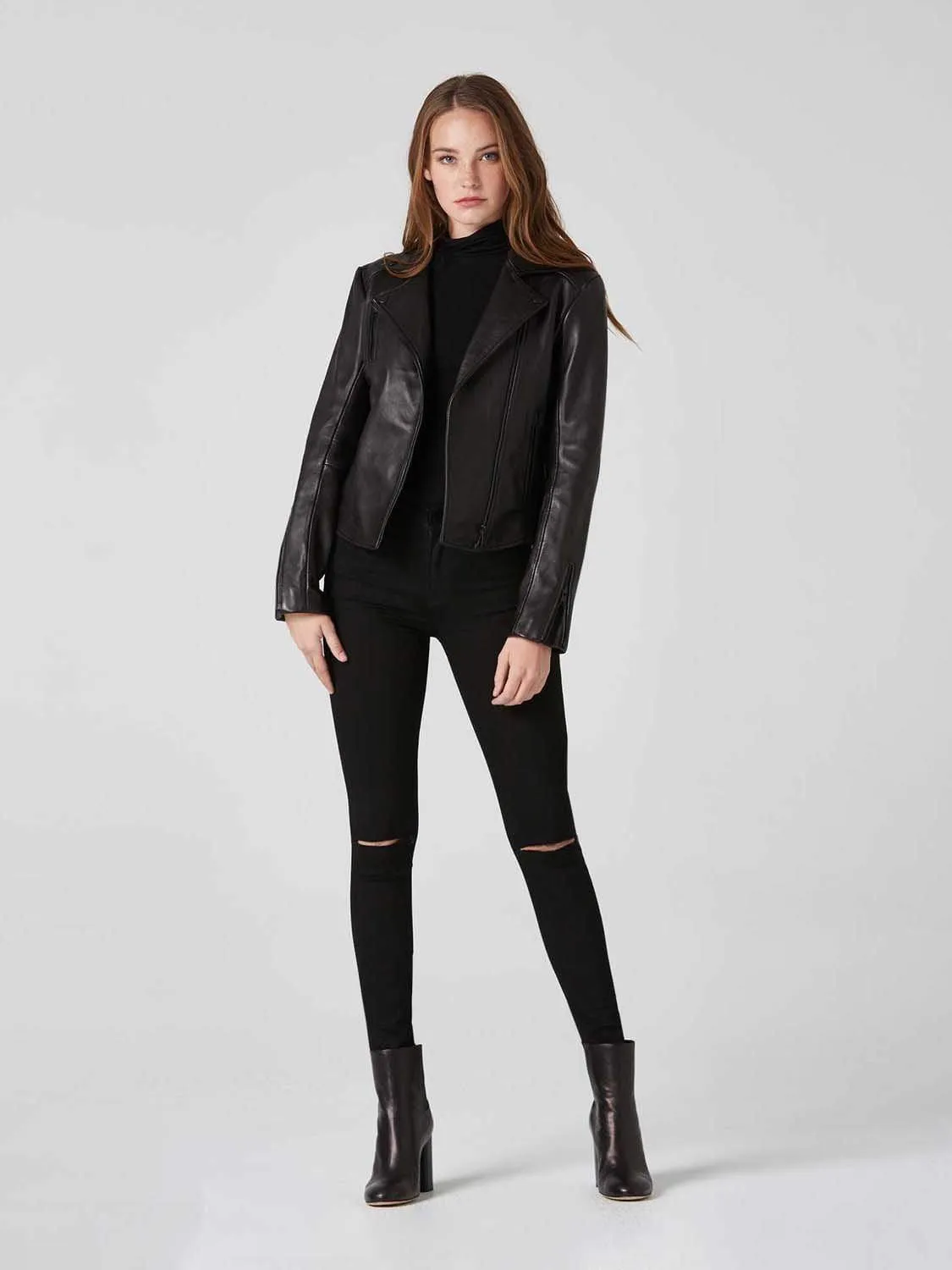 Black Leather Biker Jacket Female