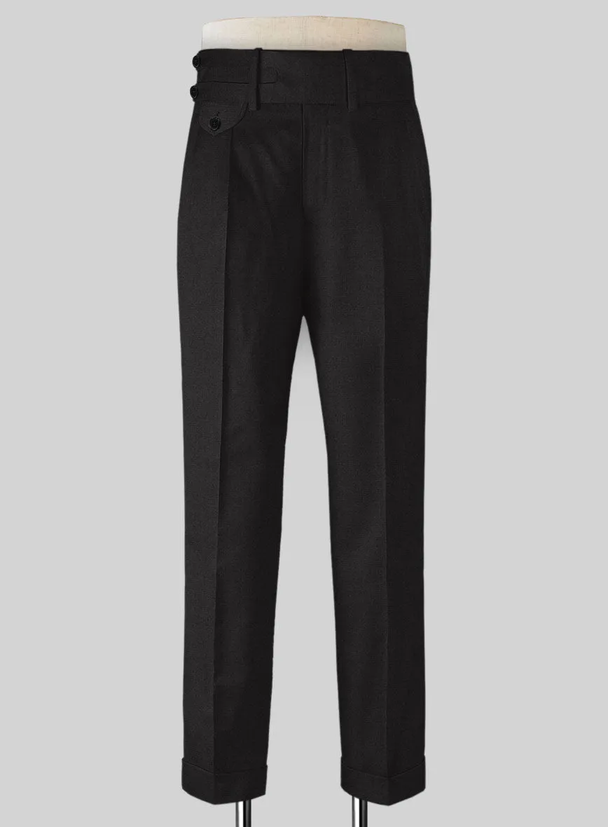 Black Merino Double Gurkha Wool Trousers