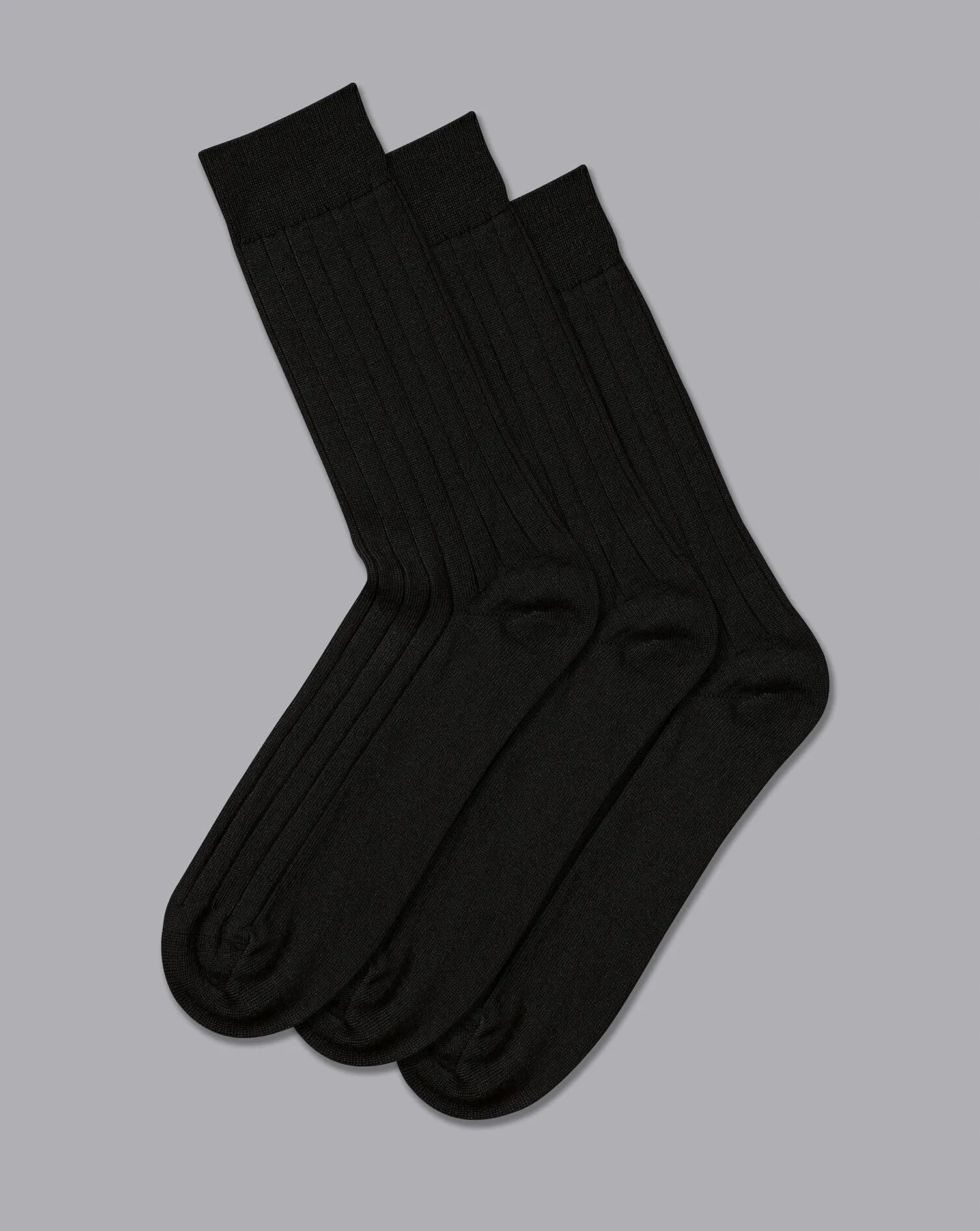 BLACK MERINO WOOL 3 PACK SOCKS