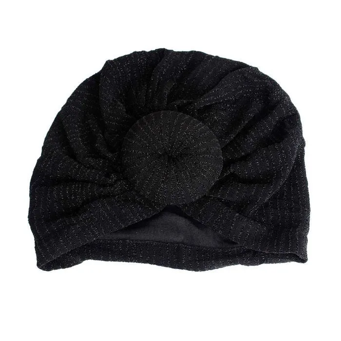 Black Stripe Donut Knot Turban