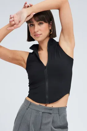 Black Zip Up Vest Activewear