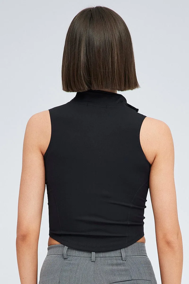 Black Zip Up Vest Activewear