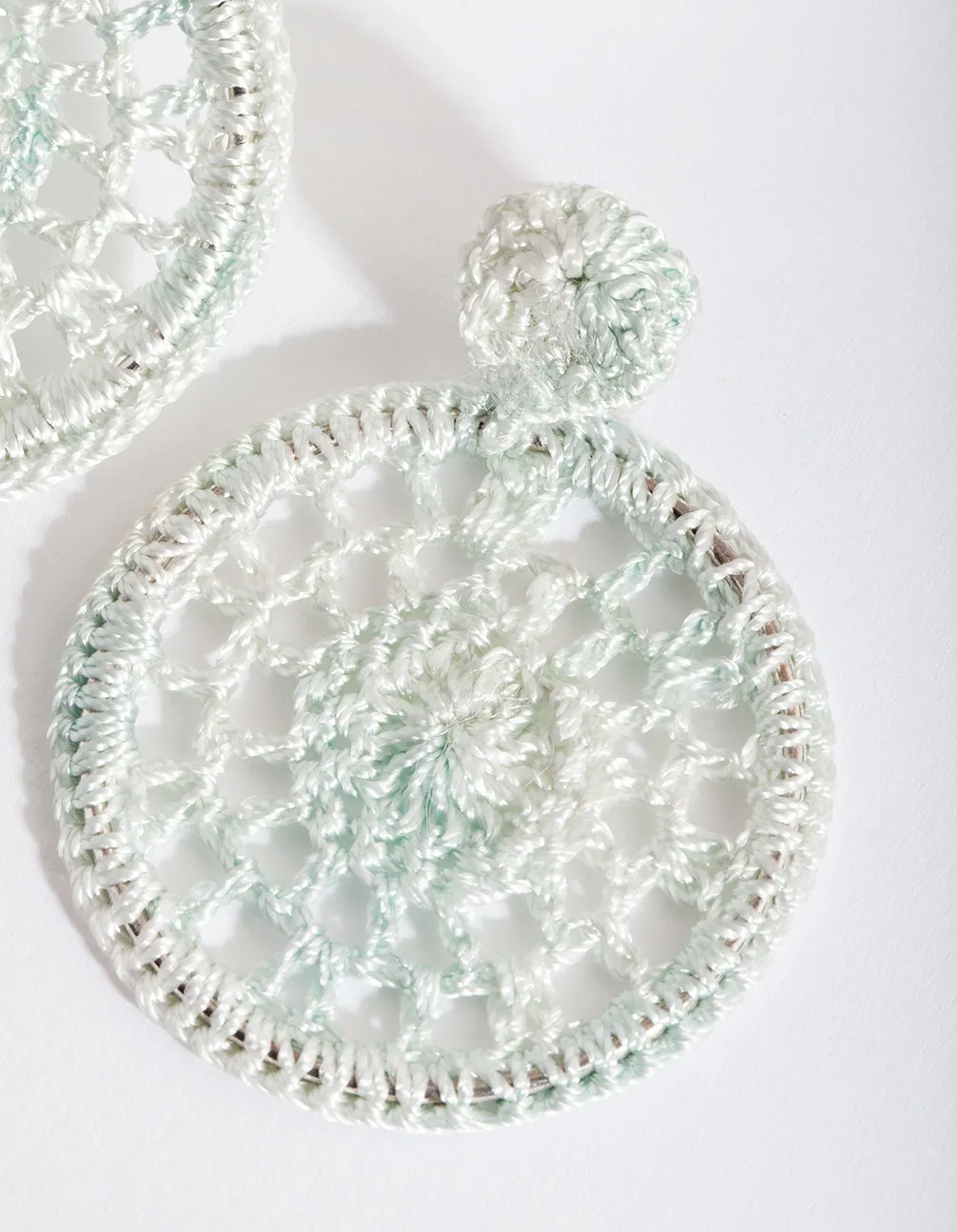 Blue Crochet Disc Earring