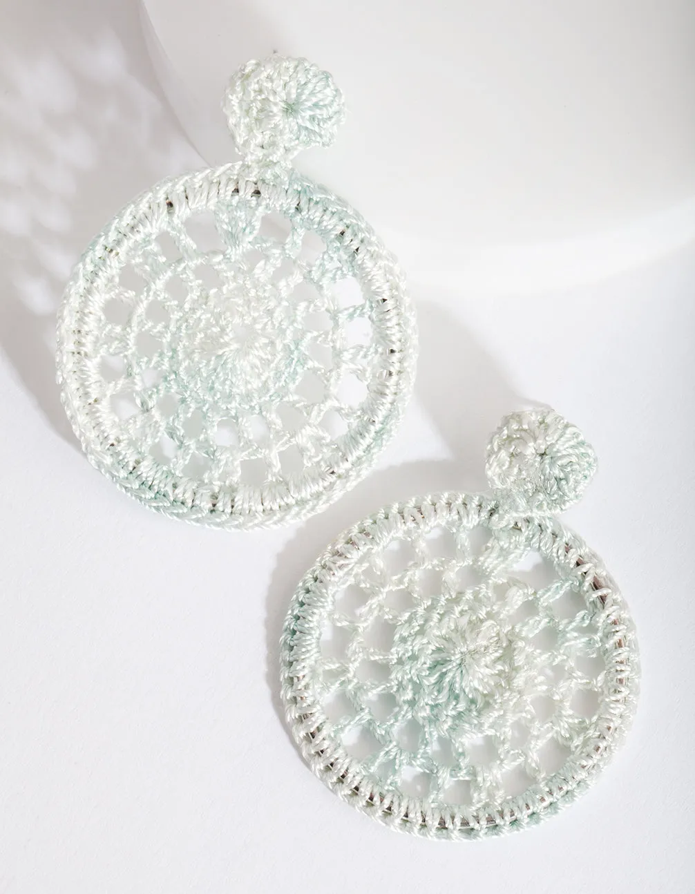 Blue Crochet Disc Earring