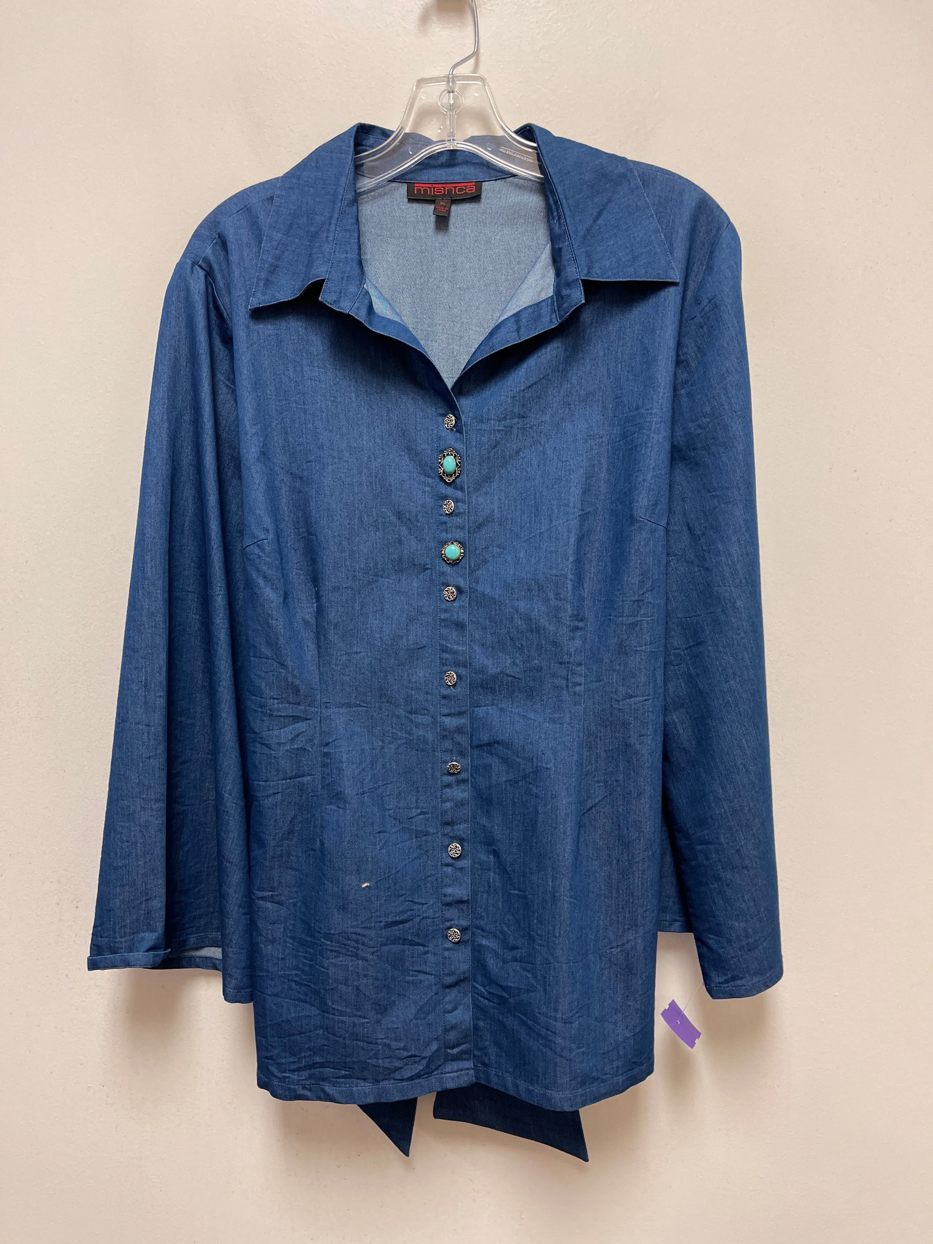 Blue Denim Tunic Long Sleeve Clothes Mentor, Size Xl