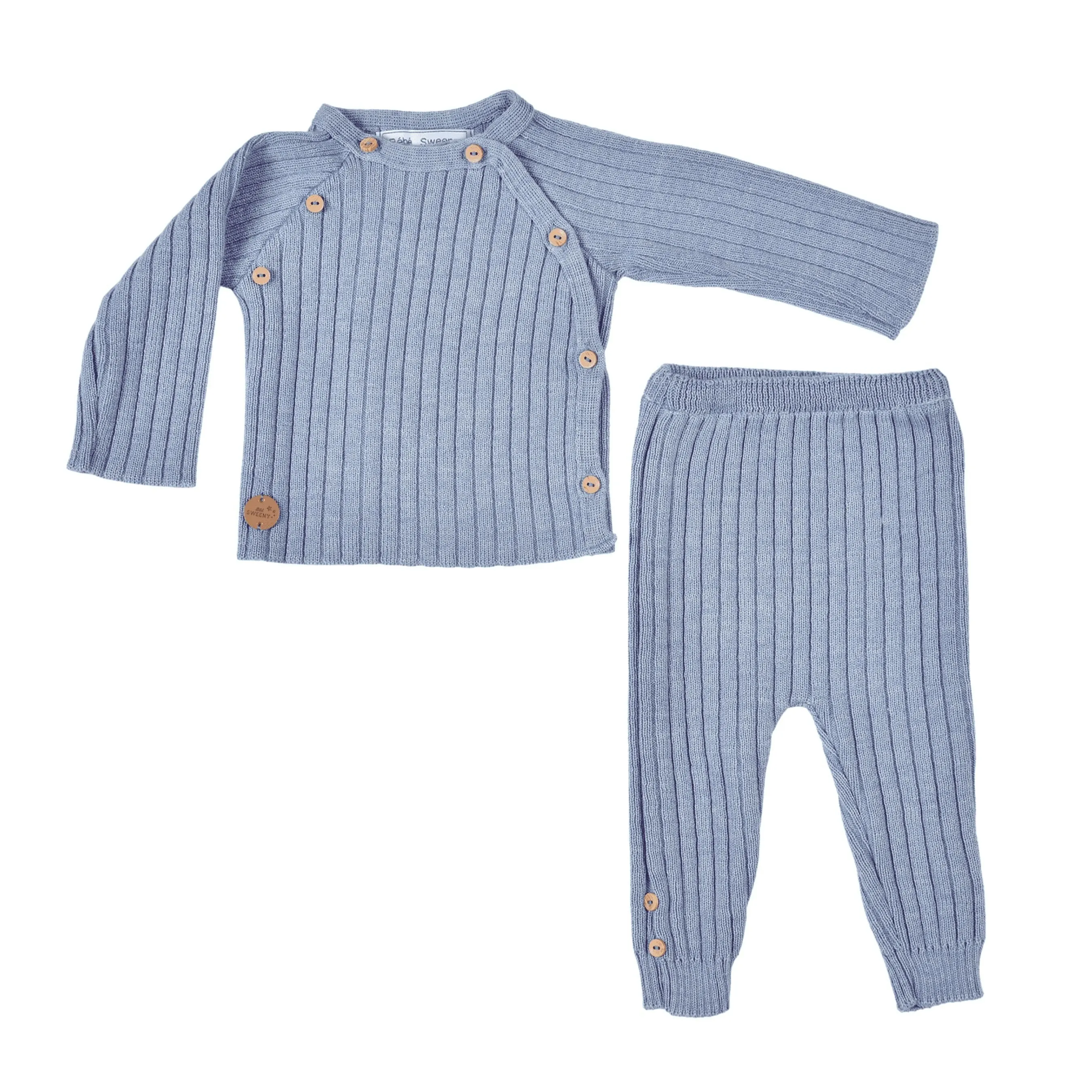 Boys Blue Knitted Trousers Set (2) | Made in France