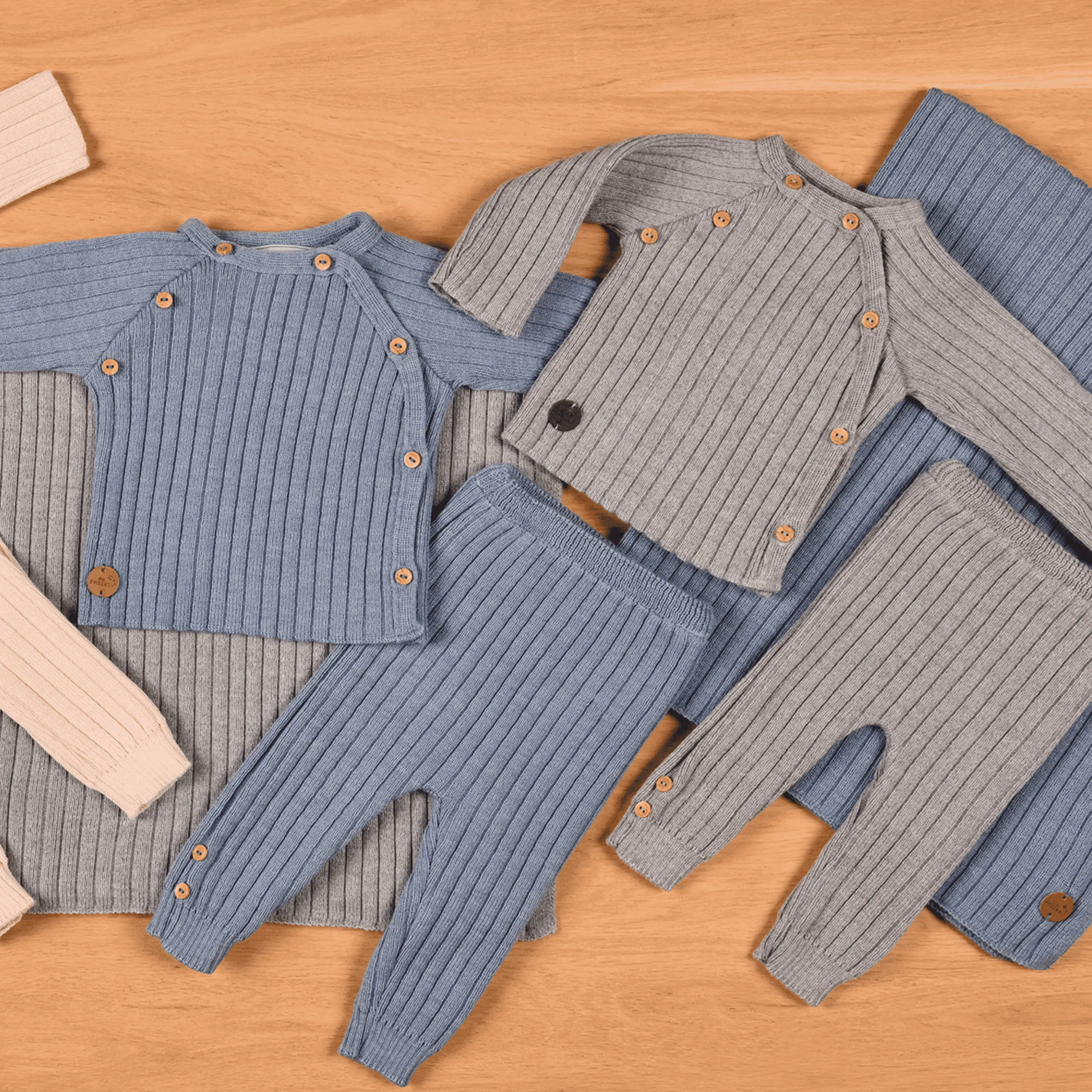 Boys Blue Knitted Trousers Set (2) | Made in France