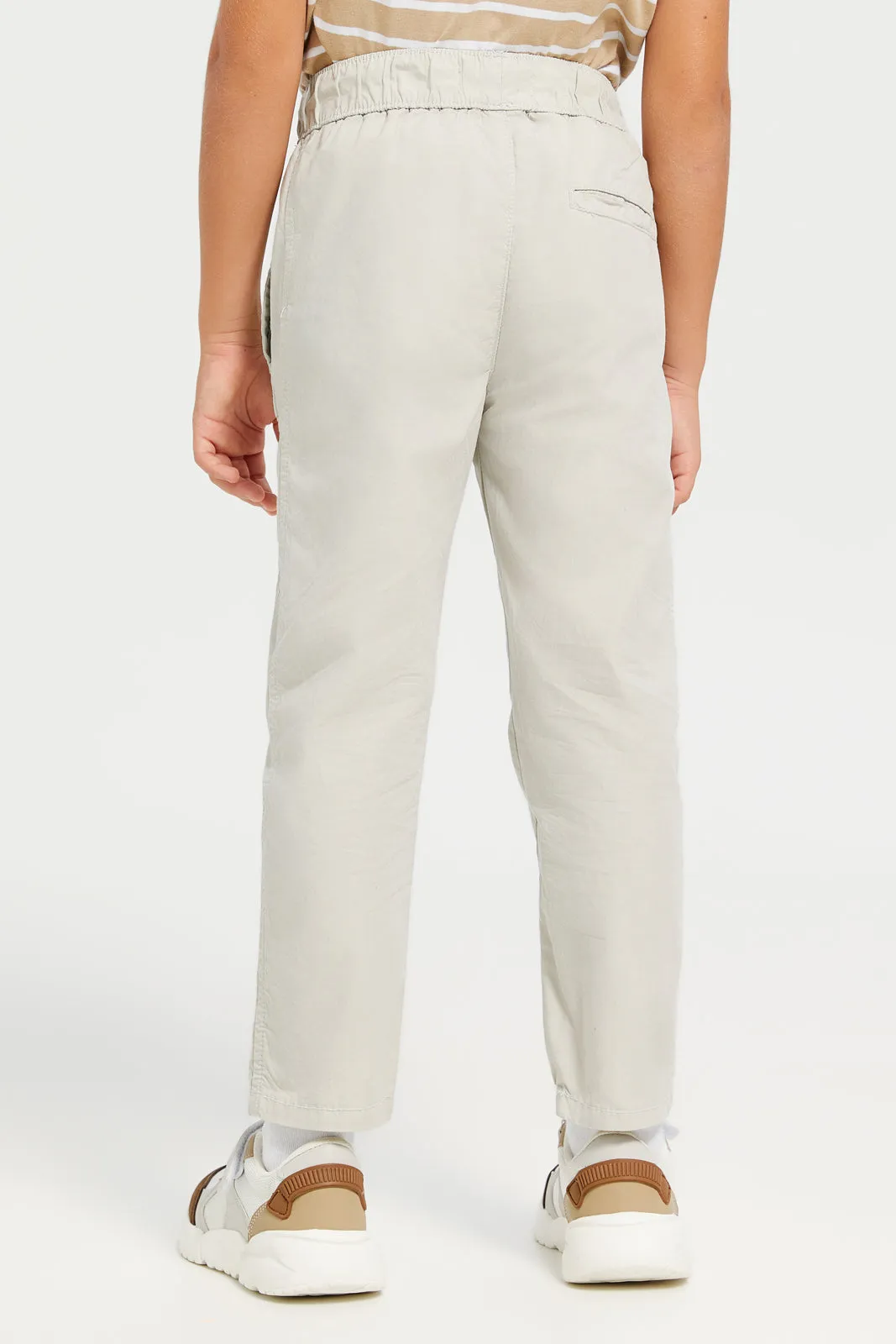 Boys Grey Pull-on Poplin Jogger With All Around Adjuster