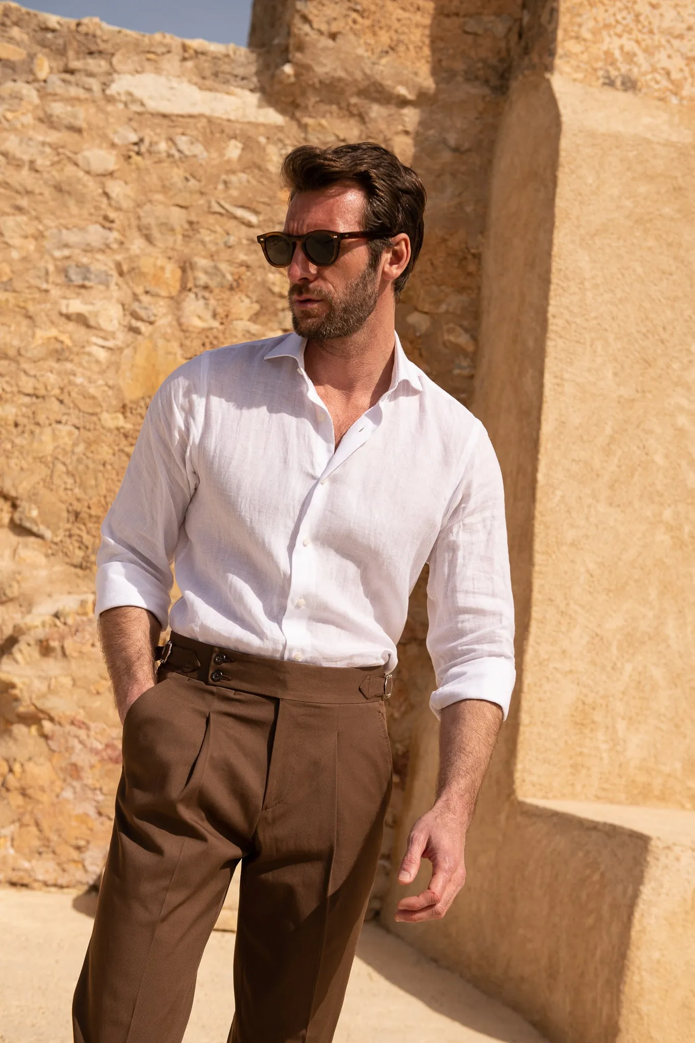 Brown cotton Soragna trousers - Made in Italy