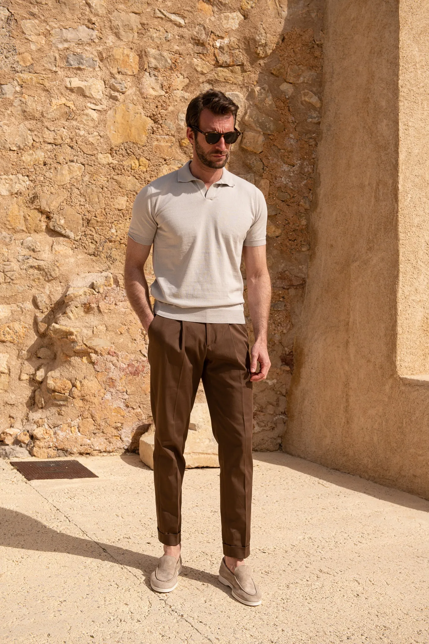 Brown cotton Soragna trousers - Made in Italy