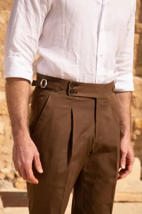 Brown cotton Soragna trousers - Made in Italy