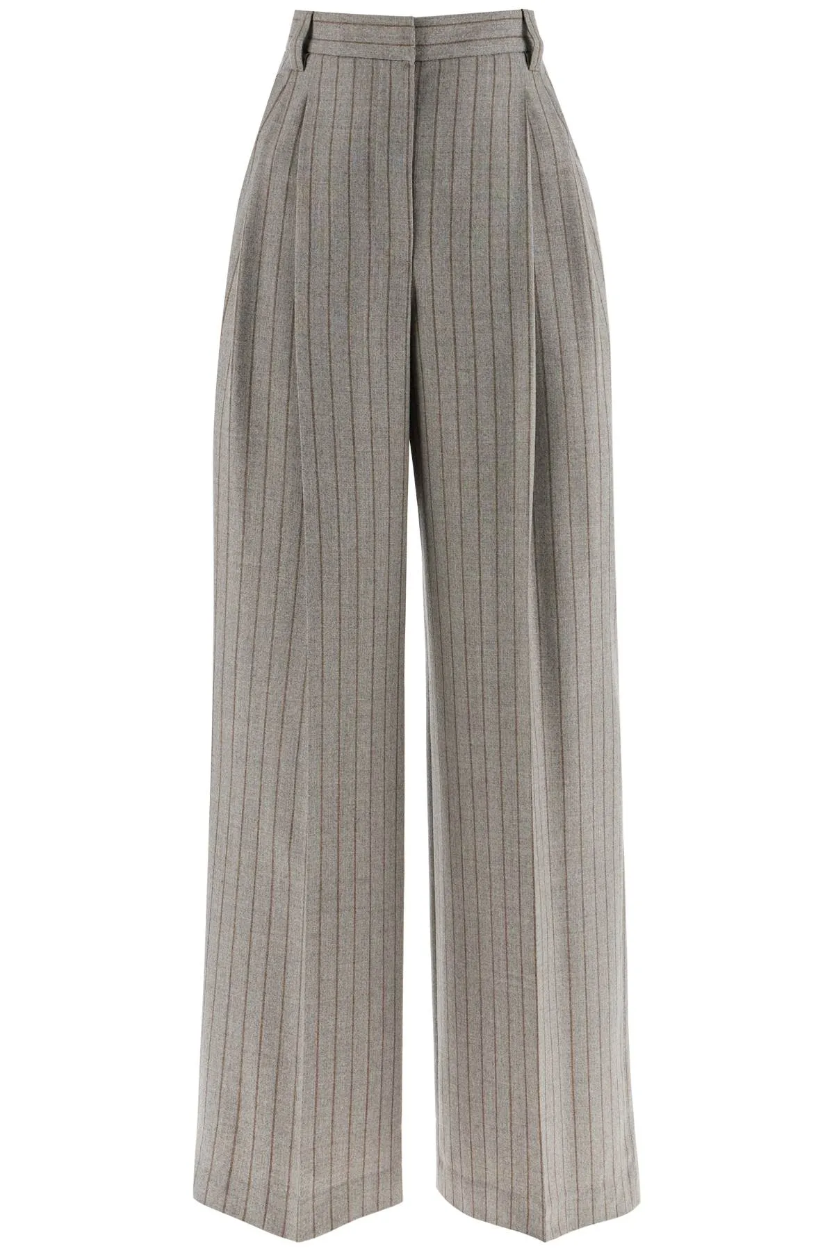 BRUNELLO CUCINELLI Elegant Wide Leg Pinstripe Wool Trousers