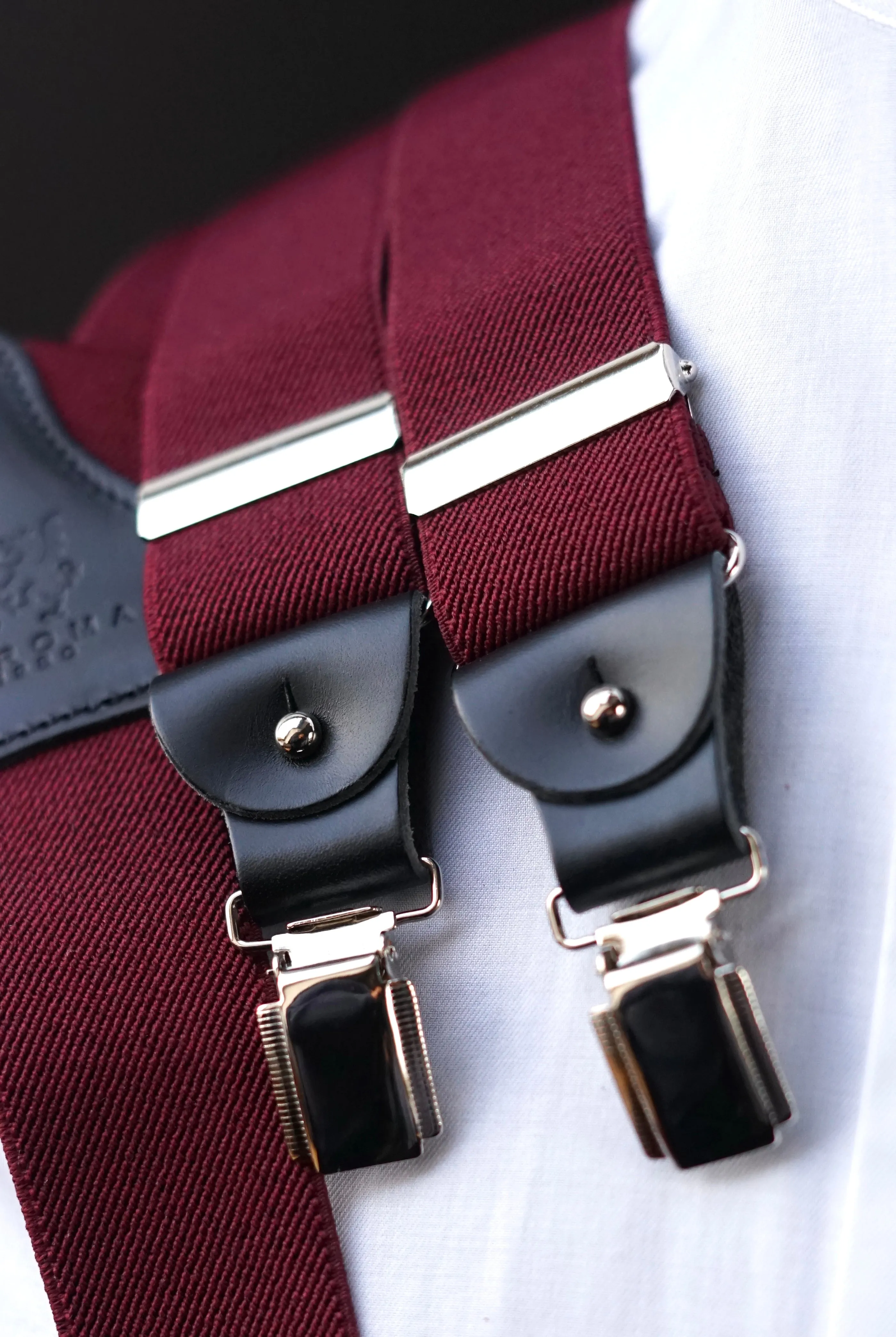 BURGUNDY Clip/Buttons Braces