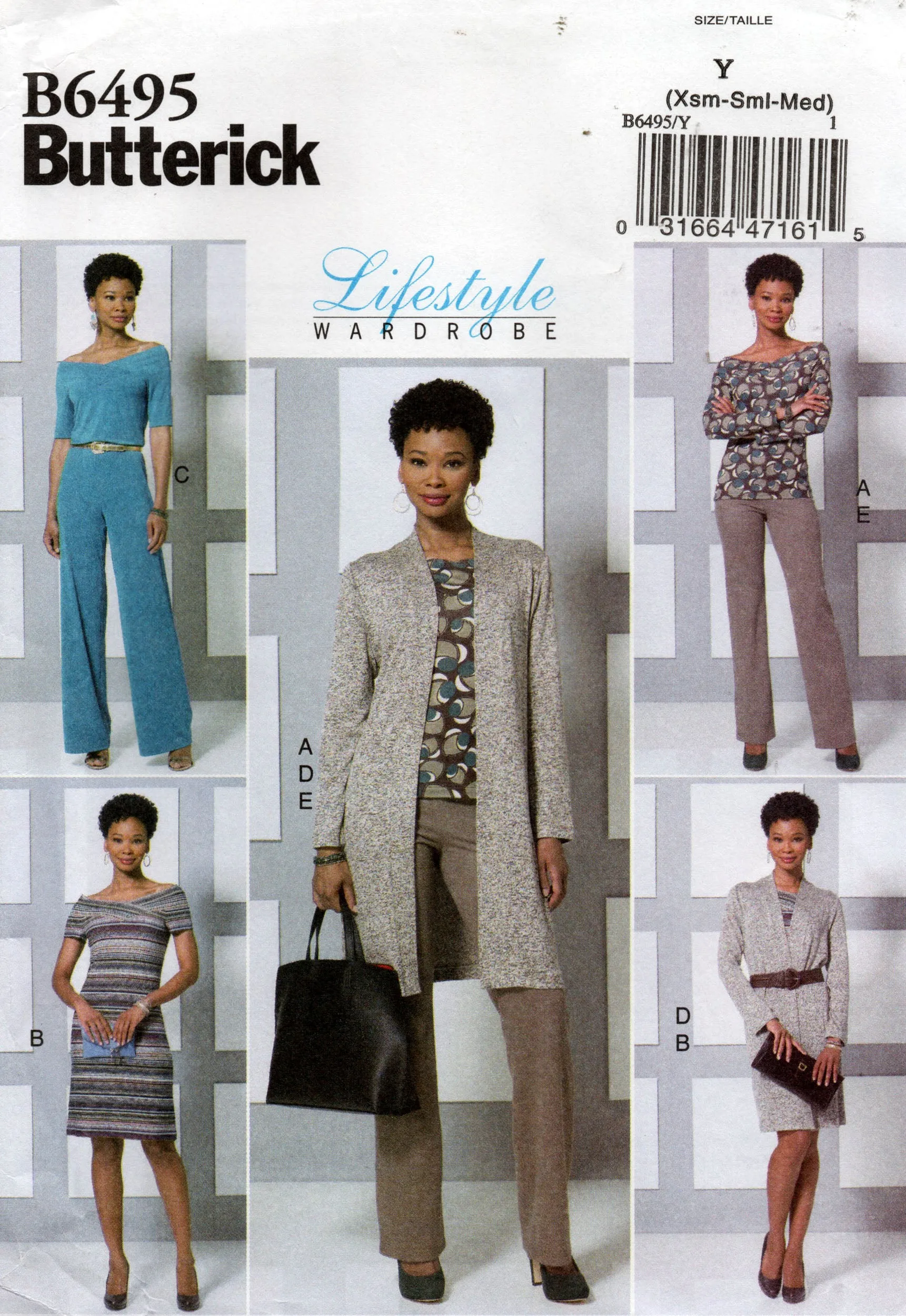 Butterick B6495 Womens Lifestyle Wardrobe Stretch Separates Dress Jumpsuit Sewing Pattern Size XS - M UNCUT Factory Folded