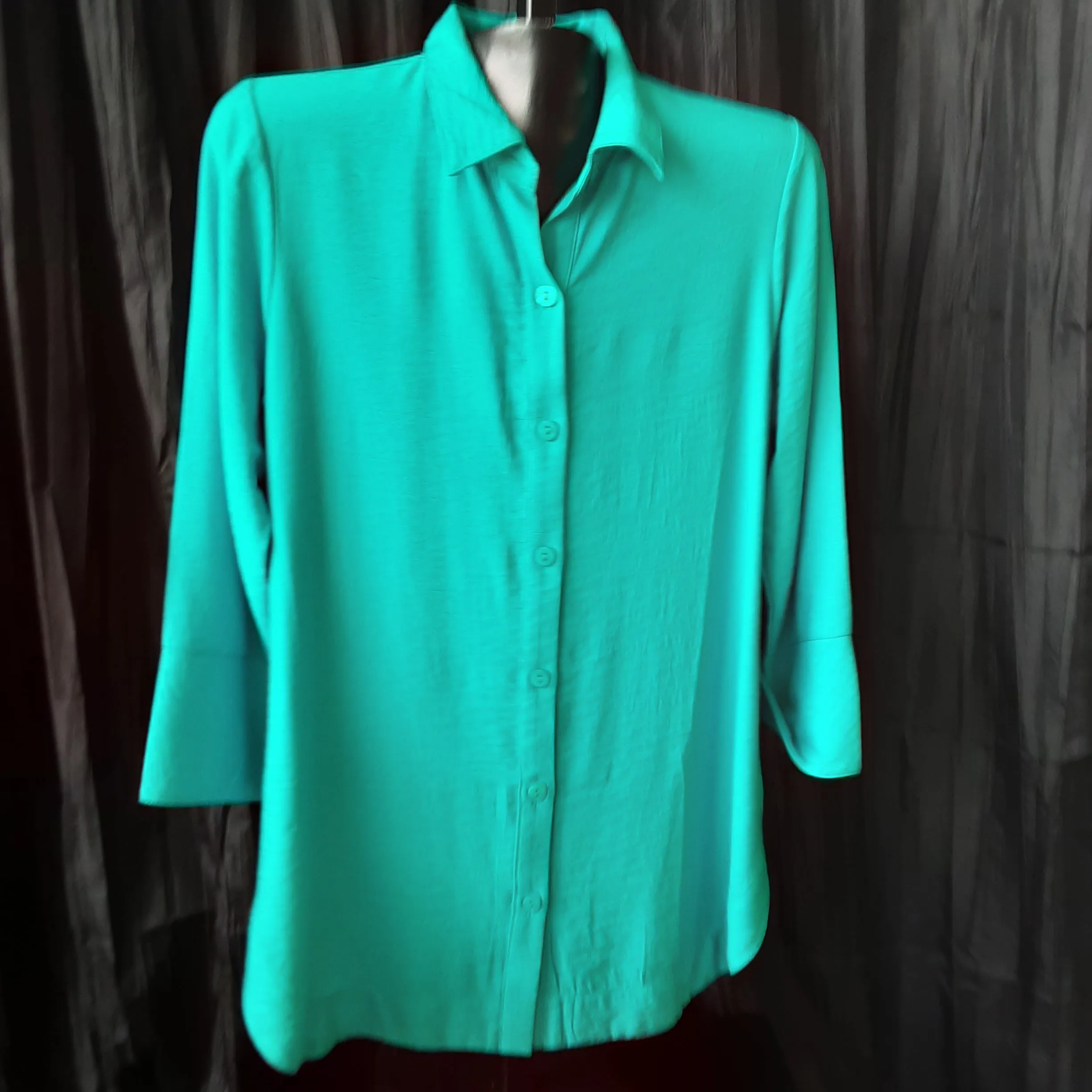 Button Up Tunic with Three Quarter Length French Sleeves