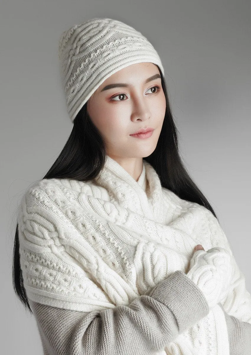 Cashmere cable knit hat