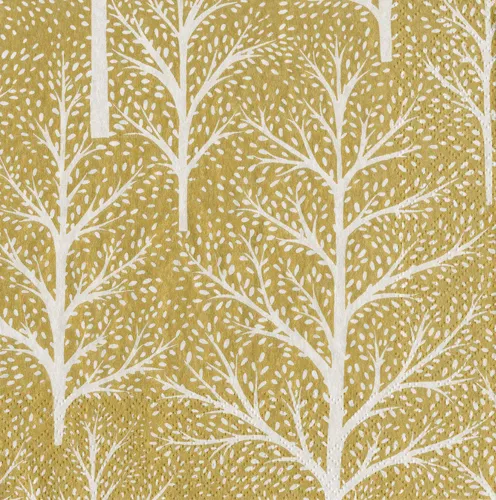 Caspari Cocktail Napkin Winter Trees - GOLD/WHITE