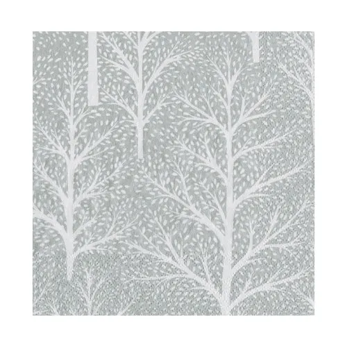 Caspari Winter Trees Cocktail Napkins - Silver - 20pk