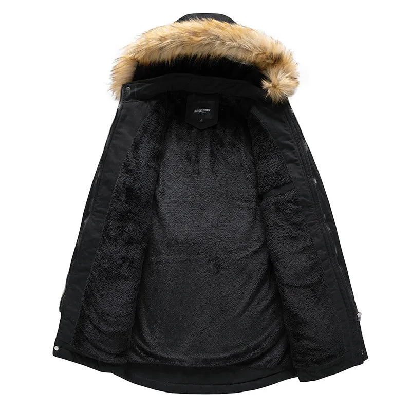 Casual Wash Hat Wool Detachable Men's Long Winter Jacket